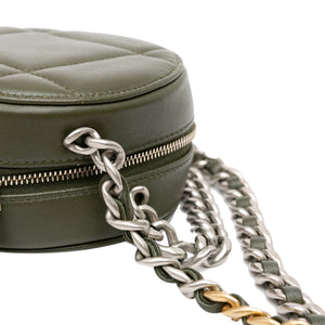 Chanel Lambskin 19 Round Clutch with Chain Green