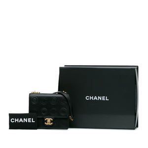 Chanel Mini Square Coco Embossed Calfskin Flap Black