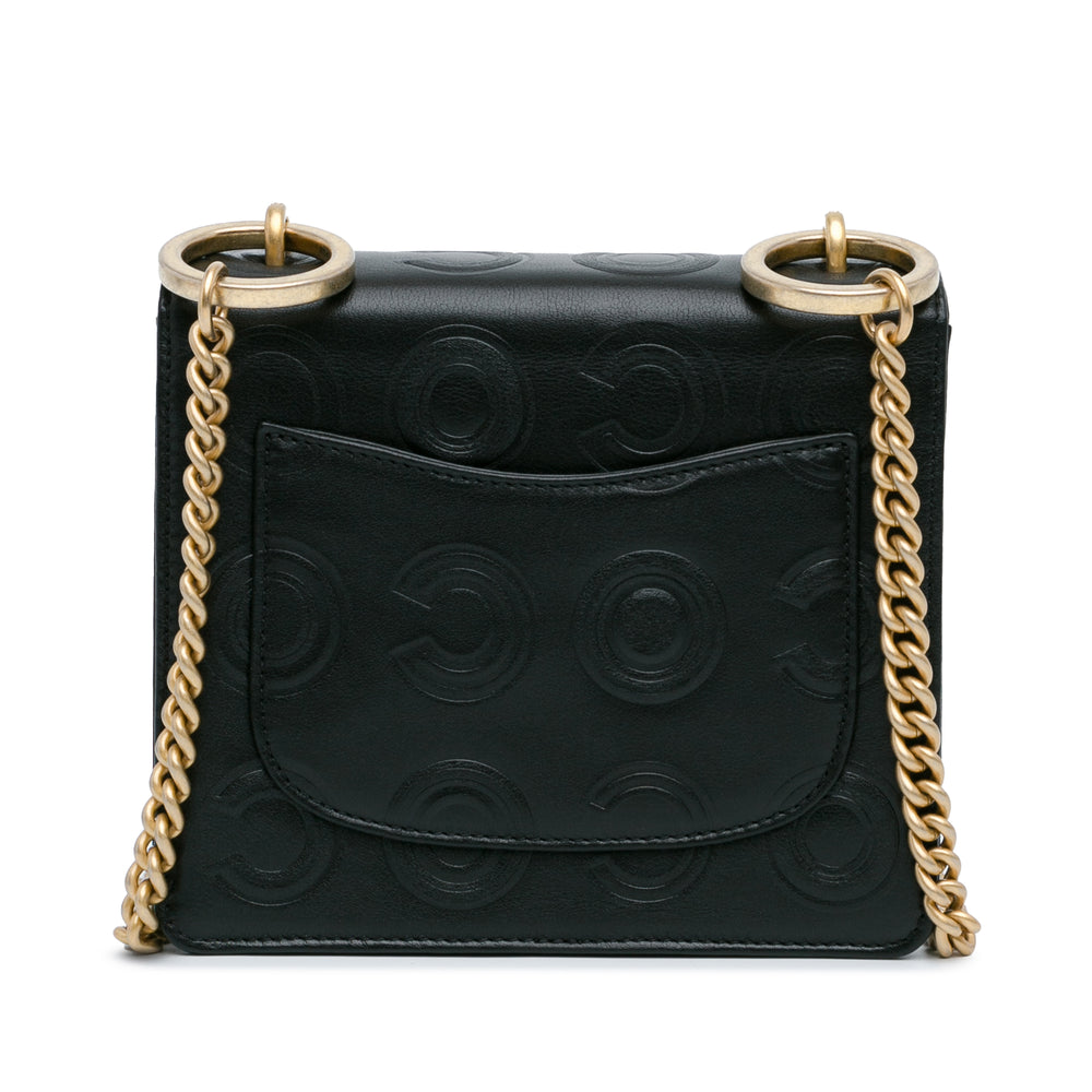 Chanel Mini Square Coco Embossed Calfskin Flap Black