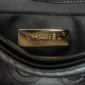 Chanel Mini Square Coco Embossed Calfskin Flap Black