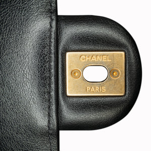 Chanel Mini Square Coco Embossed Calfskin Flap Black