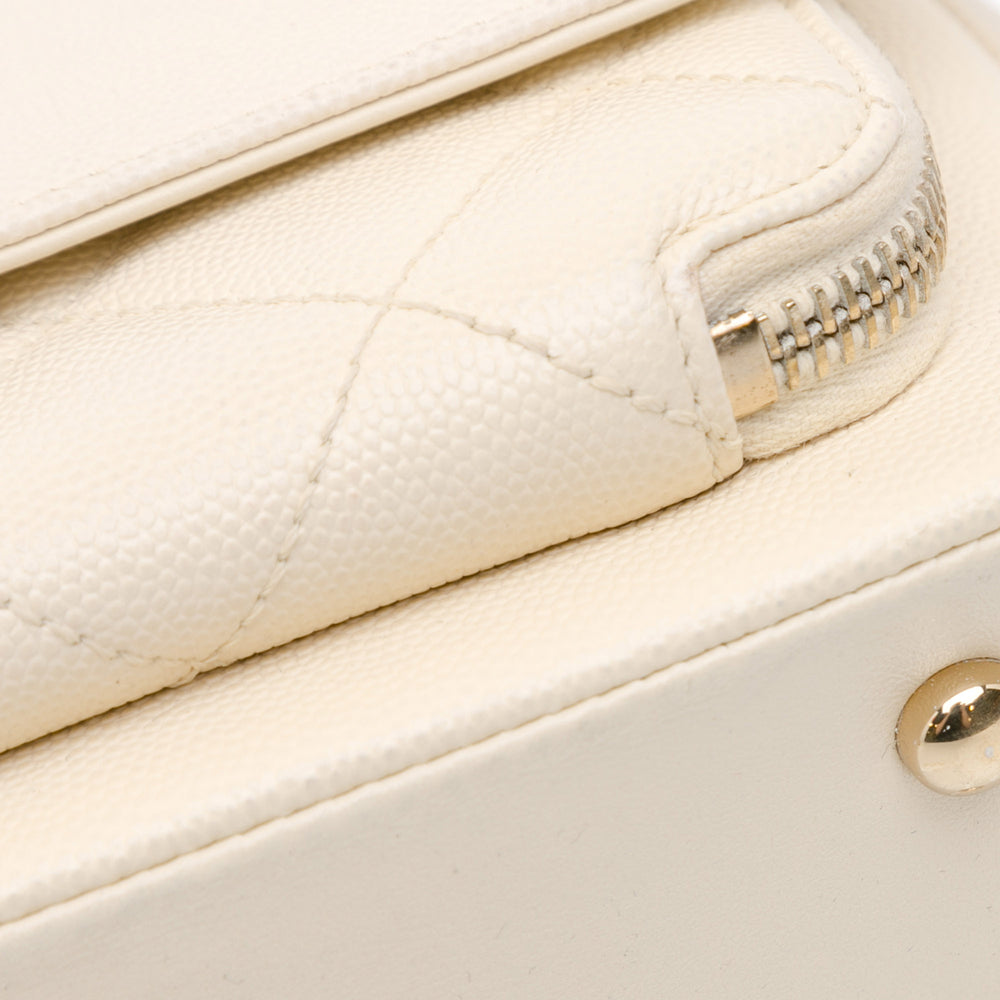 Chanel Small Caviar Business Affinity Top Handle Flap White