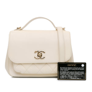 Chanel Small Caviar Business Affinity Top Handle Flap White