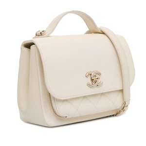 Chanel Small Caviar Business Affinity Top Handle Flap White