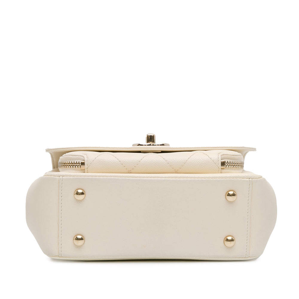 Chanel Small Caviar Business Affinity Top Handle Flap White