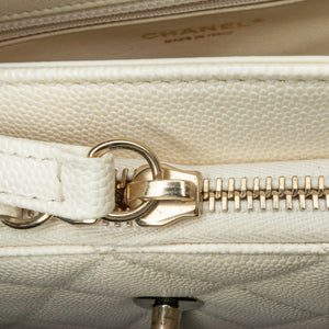 Chanel Small Caviar Business Affinity Top Handle Flap White