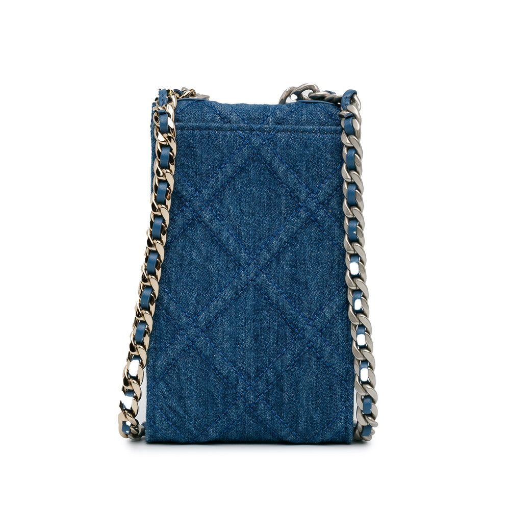 Chanel Denim 19 Phone Holder with Chain Blue