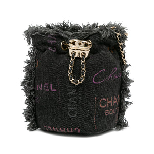 Chanel Mini Denim Mood Bucket with Chain Gray