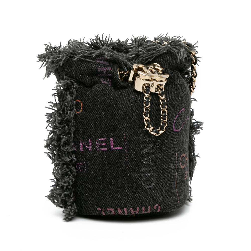 Chanel Mini Denim Mood Bucket with Chain Gray