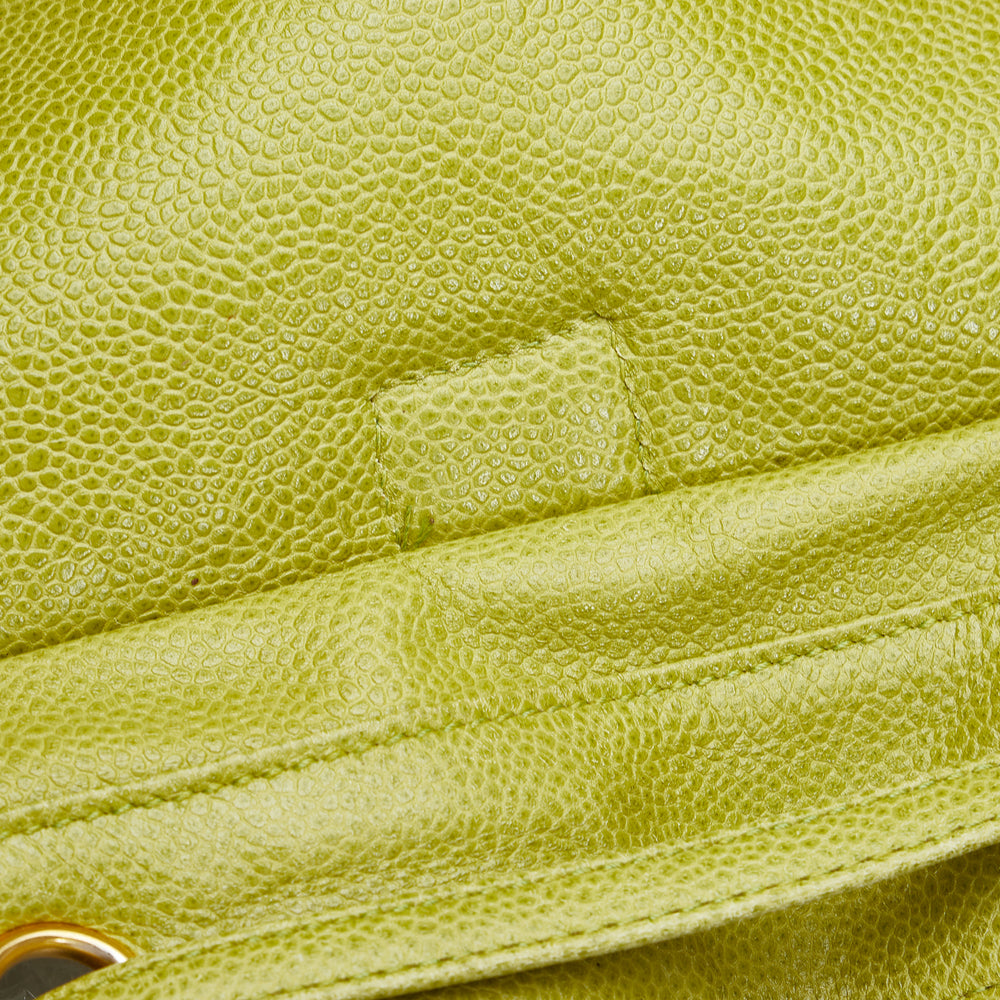 Chanel Caviar Triple CC Backpack Green