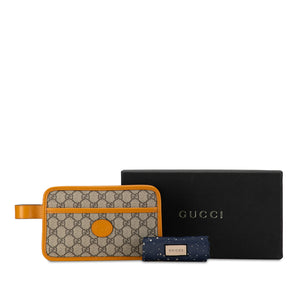 Gucci GG Supreme Interlocking G Clutch Brown