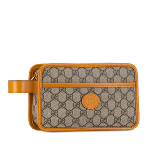 Gucci GG Supreme Interlocking G Clutch Brown