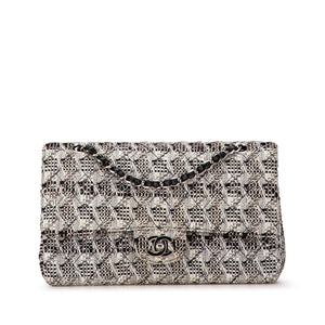 Chanel Medium Classic Tweed Double Flap White