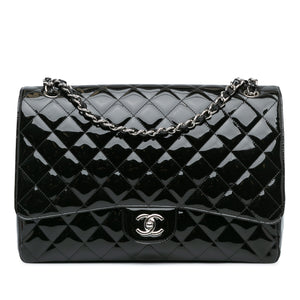 Chanel Maxi Classic Patent Double Flap Black