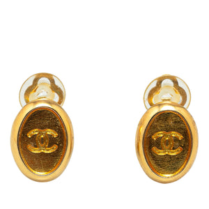 Chanel Gold Plated CC Clip On Earrings Gold