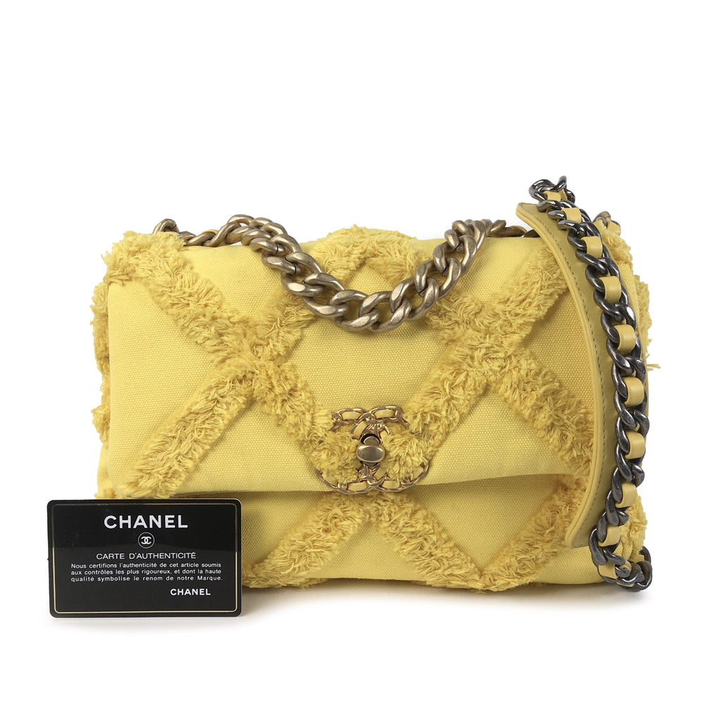 Chanel Medium 19 Canvas Flap Yellow