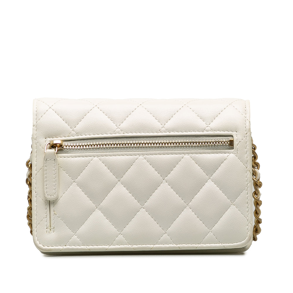 Chanel Romance Lambskin Wallet On Chain White