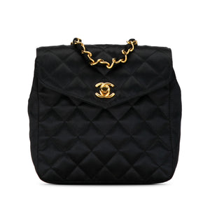 Chanel CC Quilted Satin Crossbody Black