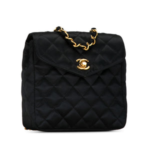 Chanel CC Quilted Satin Crossbody Black