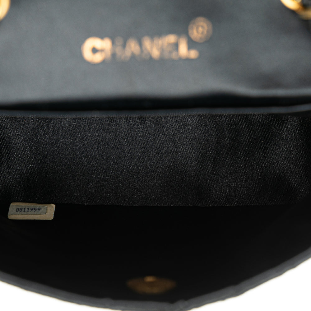 Chanel CC Quilted Satin Crossbody Black