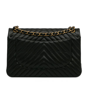 Chanel Jumbo Classic Chevron Lambskin Double Flap Black