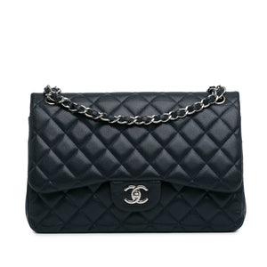 Chanel Jumbo Classic Caviar Double Flap Blue