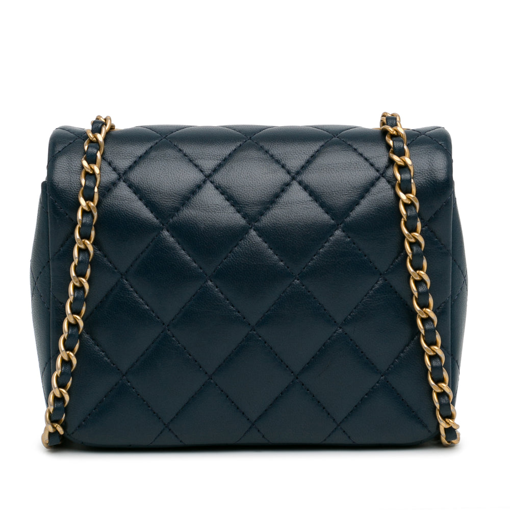 Chanel Mini Lambskin CC Crystal Full flap Blue