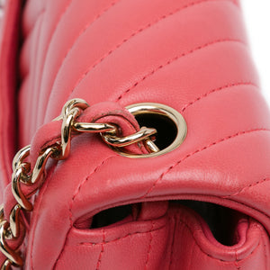 Chanel Mini Square Classic Chevron Lambskin Flap Red