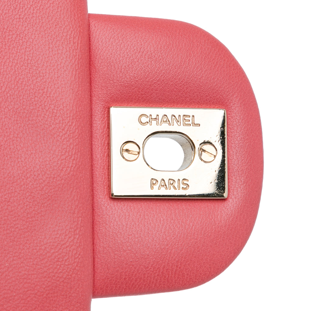 Chanel Mini Square Classic Chevron Lambskin Flap Red