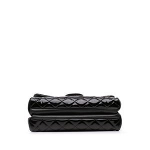 Chanel Large Quilted Patent Double Compartment Flap Black