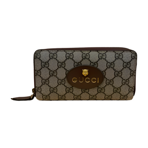 Gucci 473953 PVC & leather Round-Zip-Wallet Beige