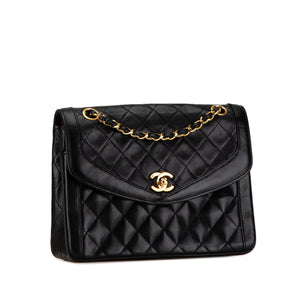 Chanel CC Quilted Lambskin Single Flap Black