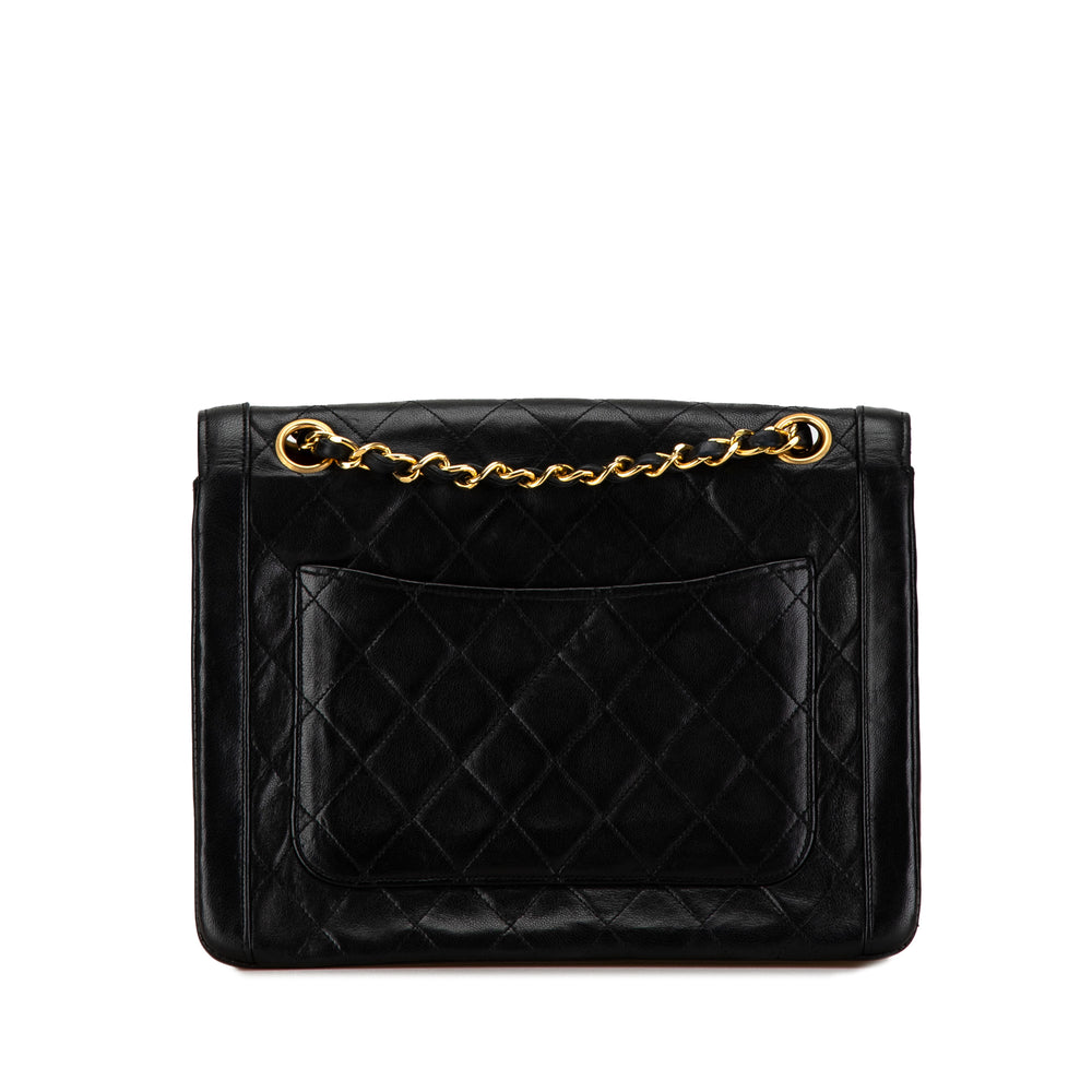 Chanel CC Quilted Lambskin Single Flap Black