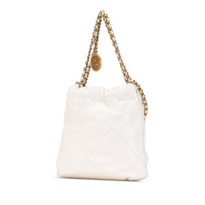 Chanel Mini Shiny Calfskin 22 Hobo White