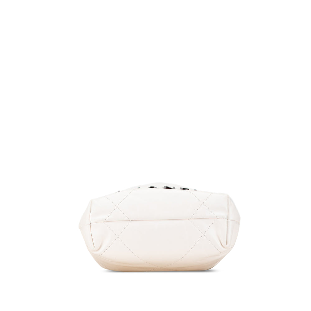 Chanel Mini Shiny Calfskin 22 Hobo White