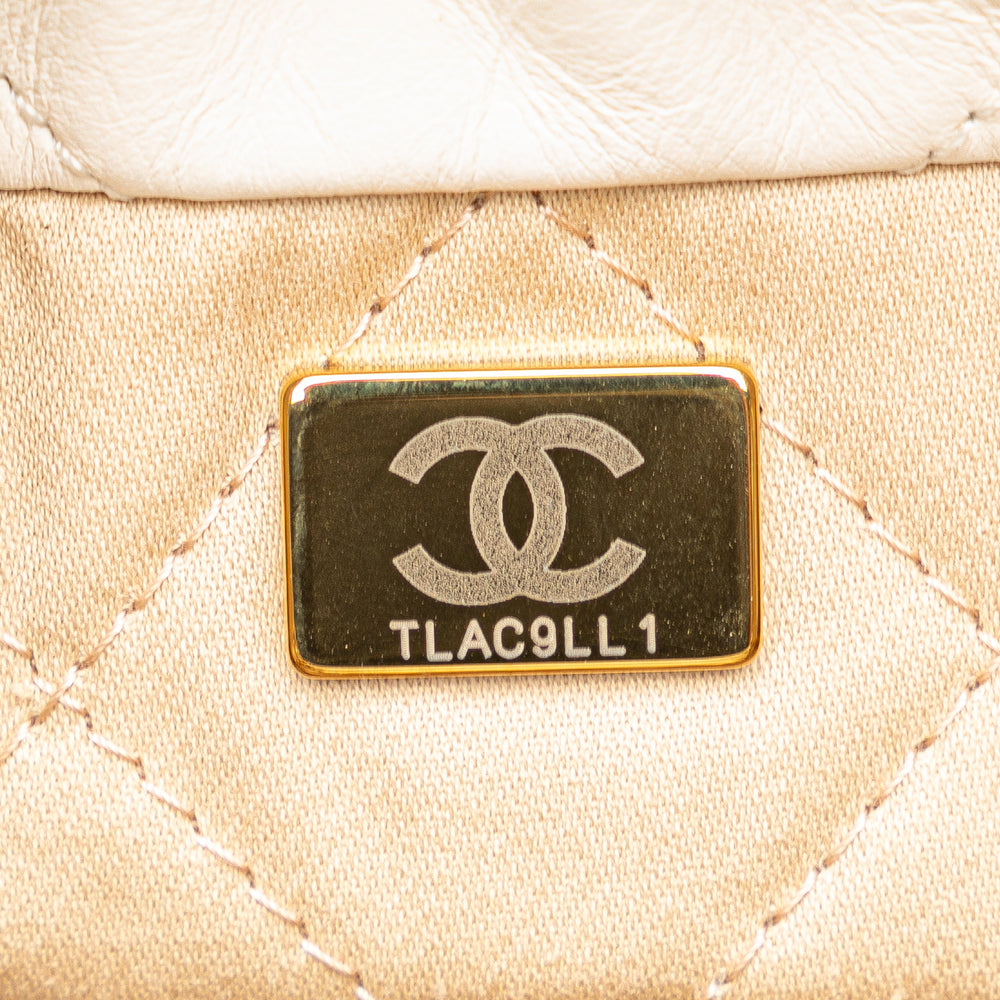 Chanel Mini Shiny Calfskin 22 Hobo White