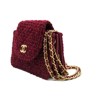 Chanel CC Tweed Crossbody Red