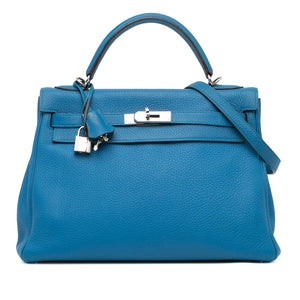 Hermès Clemence Kelly II Retourne 32 Blue