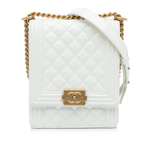 Chanel North South Boy Flap White