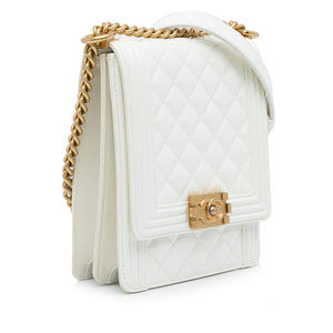 Chanel North South Boy Flap White