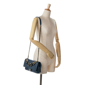 Chanel Small Lambskin Elegant Chain Single Flap Blue