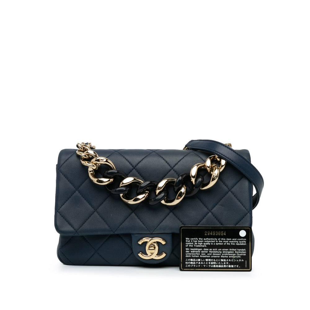 Chanel Small Lambskin Elegant Chain Single Flap Blue