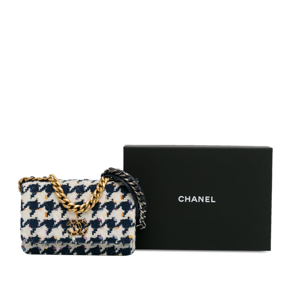 Chanel Tweed 19 Wallet On Chain Blue