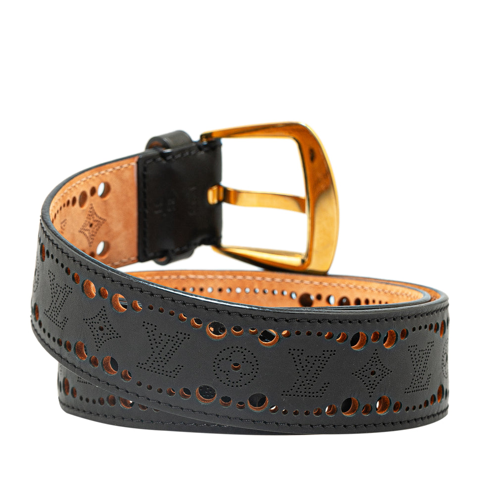 Louis Vuitton Monogram Mahina Perforated Phoenix Belt Black