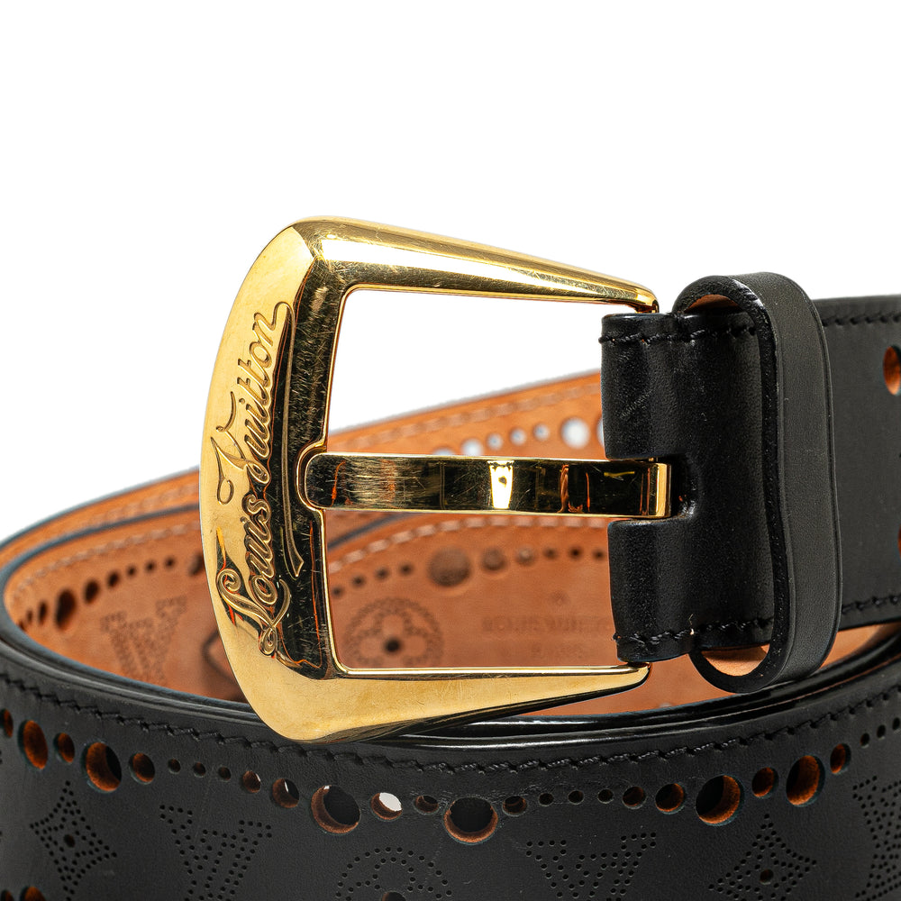 Louis Vuitton Monogram Mahina Perforated Phoenix Belt Black