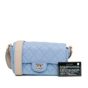 Chanel CC Quilted Caviar Single Flap Blue