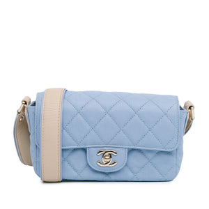 Chanel CC Quilted Caviar Single Flap Blue