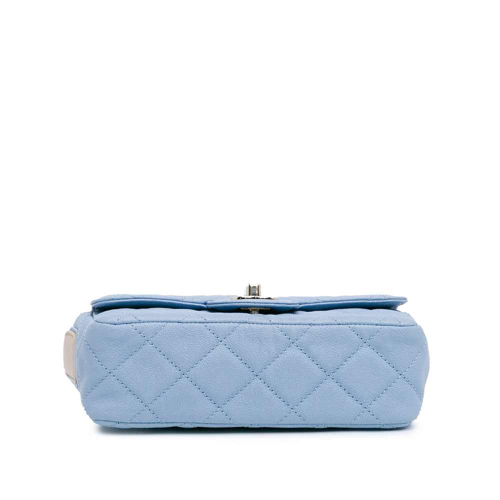 Chanel CC Quilted Caviar Single Flap Blue