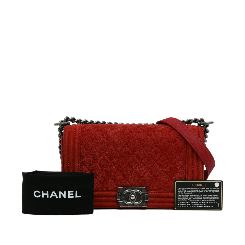 Chanel Medium Caviar Boy Flap Bag Red