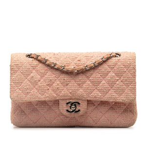 Chanel Medium Classic Tweed Double Flap Pink